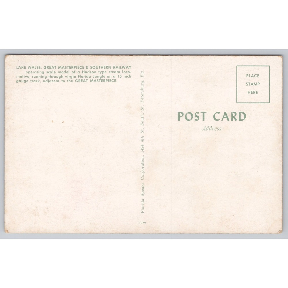 Lake Wales Great Masterpiece & Southern Railway Hudson Steam Locomotive Postcard - Picture 2 of 2